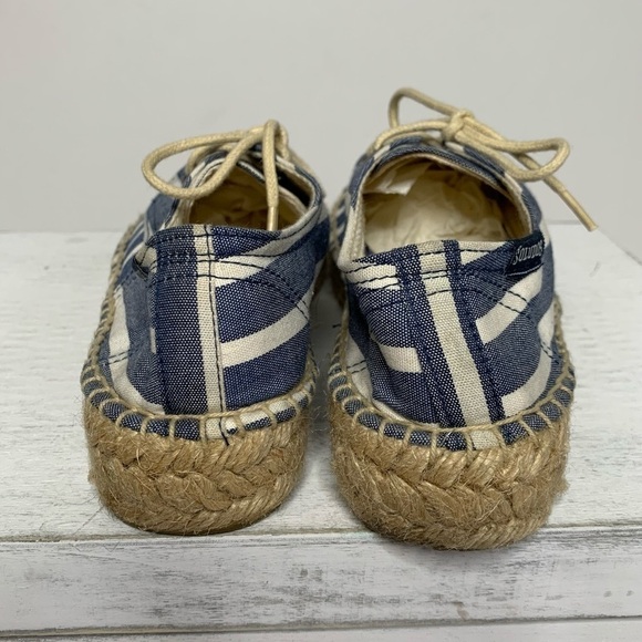 Soludos Derby Blue White Stripe Lace Up Espadrilles - Picture 9 of 15